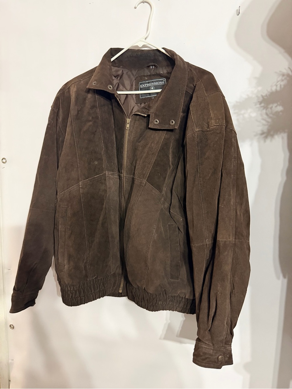 Expressions Brown Suede Bomber Jacket